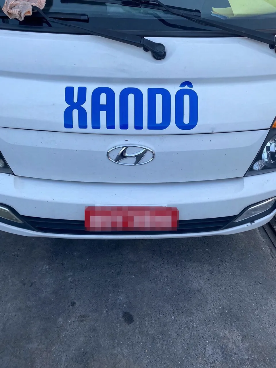 Caminhão Xandô com logotipo adesivado no capô